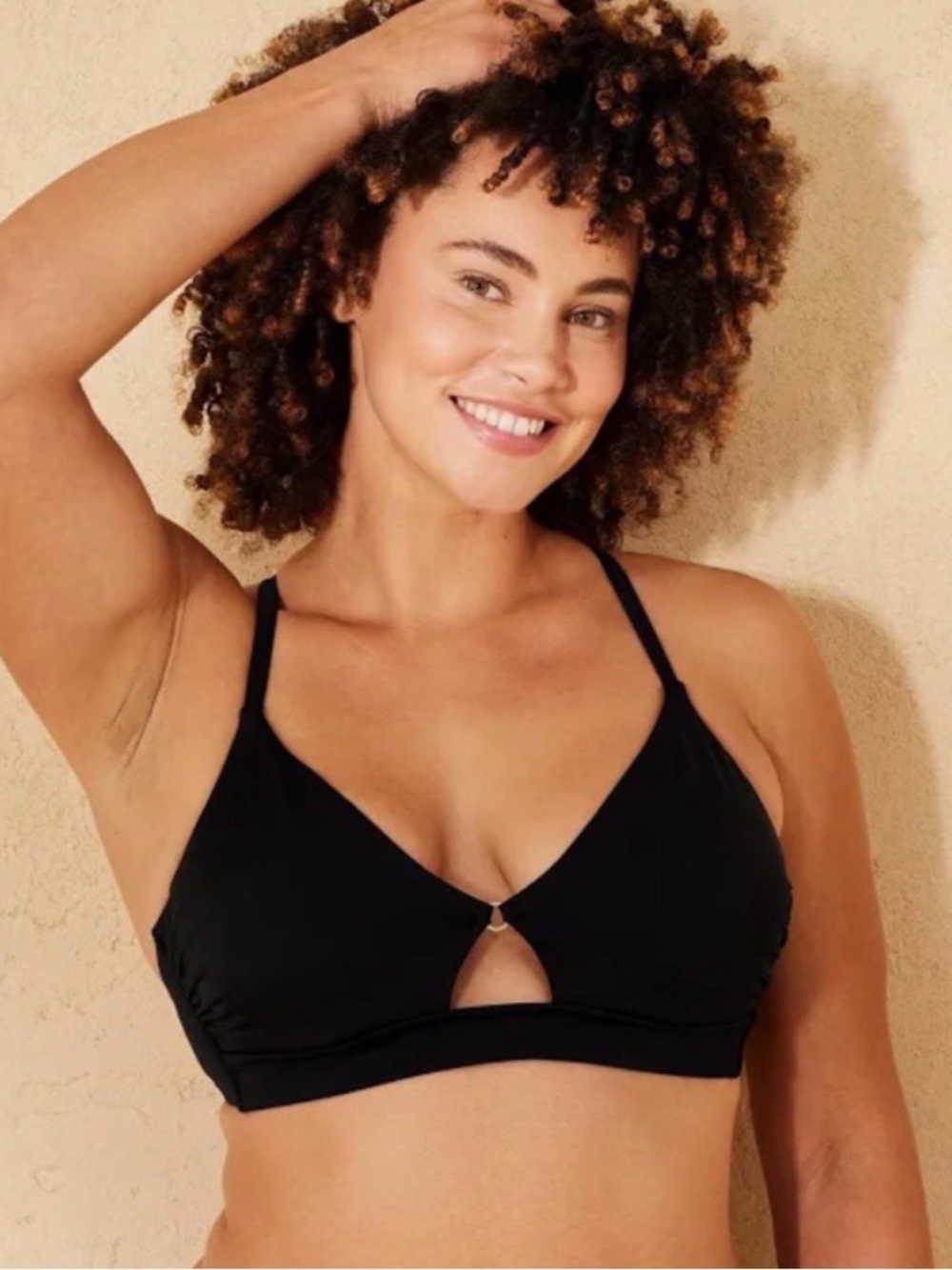 Shade & Shore Black Strappy Bikini Top 32B NEW
